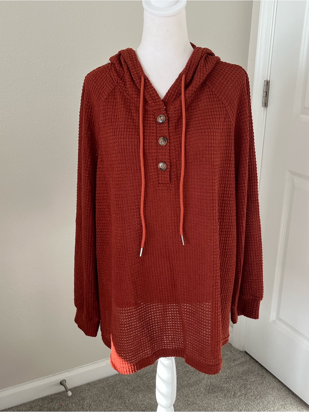 NWT BloomChic Rust Waffle Knit Hooded Pullover size 18/20